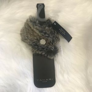 Tahari Home Faux Fur Wine Scarf Decorative Hostess